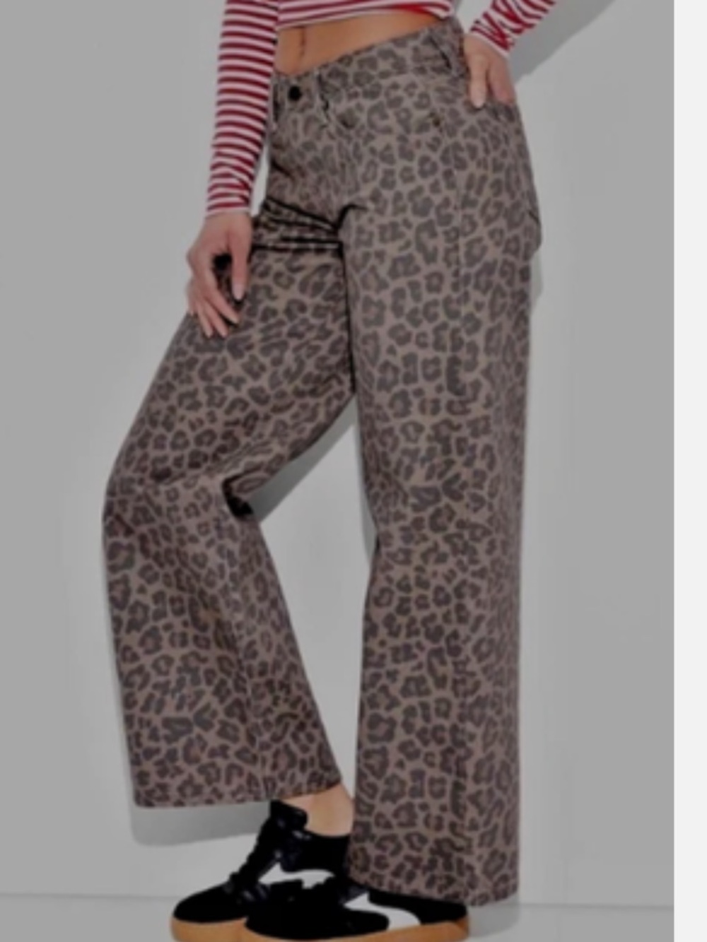 Wild Fable Leopard Print Low Rise Baggy  Wide-Leg Jeans